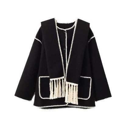 Fringed jacket for women with elegant trim at the hem Lune London