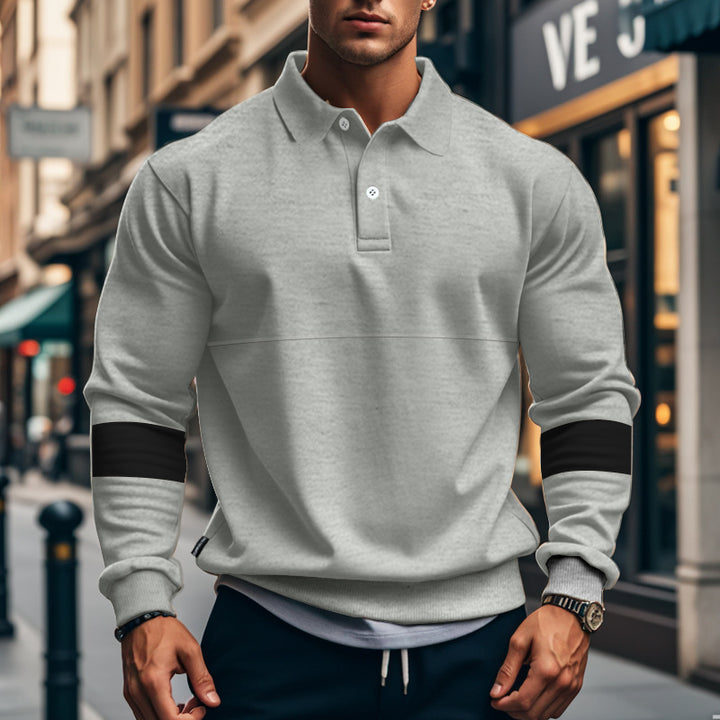 Men's Polo-Hoodie sporty with contrasting sleeves Lune London