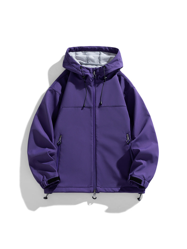 Functional outdoor windbreaker jacket for men with adjustable hood Lune London