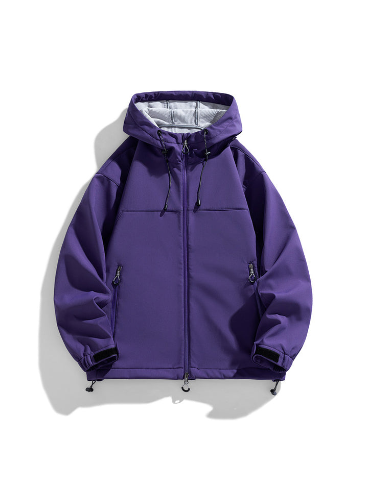 Functional outdoor windbreaker jacket for men with adjustable hood Lune London