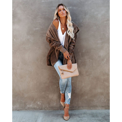 Women Hooded Cozy Jacket in Soft Material Lune London