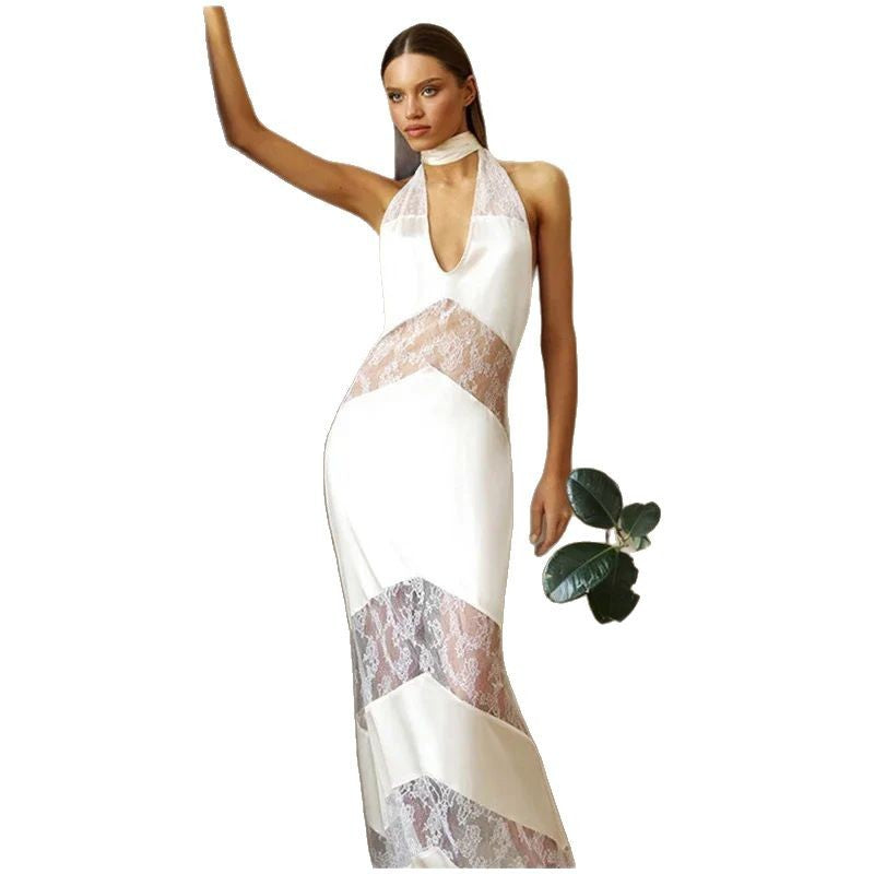 Robe Maxi Élégante pour Femmes avec Finesse en Dentelle Séductrice Chic & Stil