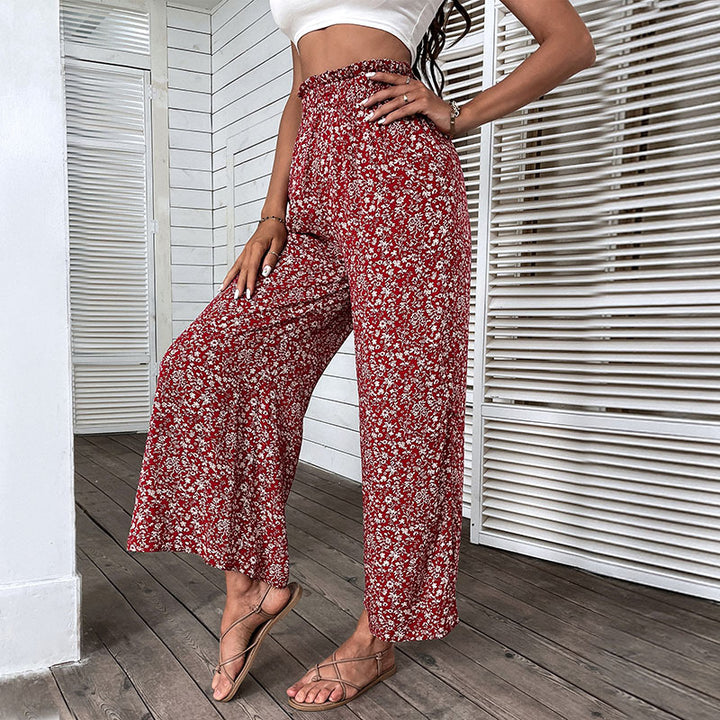 Women Wide Leg Pants Floral Print Lune London