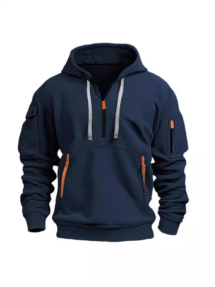 Women's hooded sweatshirt with functional pockets and modern stand-up collar Chic & Stil