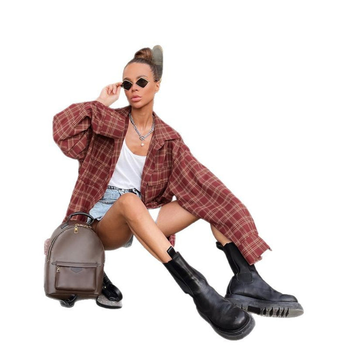 Casual oversized checkered shirt Lune London for ladies