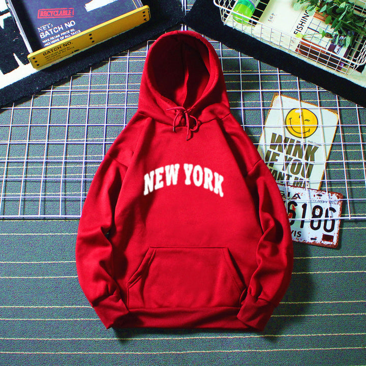 Women's Hooded Sweatshirt with Modern New York Lettering Chic & Stil