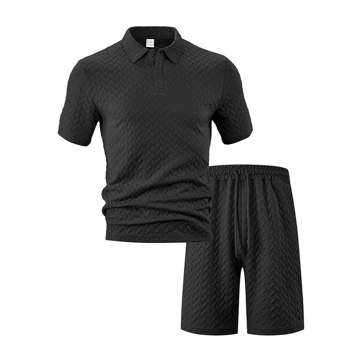 Men's polo and sports shorts set with structured pattern Lune London
