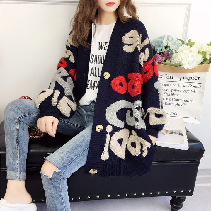 Knitted jacket for women with unique 3D details and large buttons Lune London