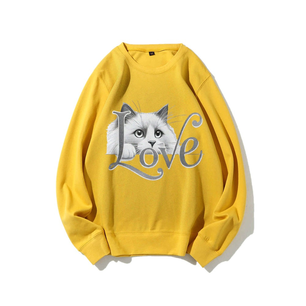 Sweat-shirt pour femmes avec un design de chat ludique et une coupe décontractée Chic & Stil