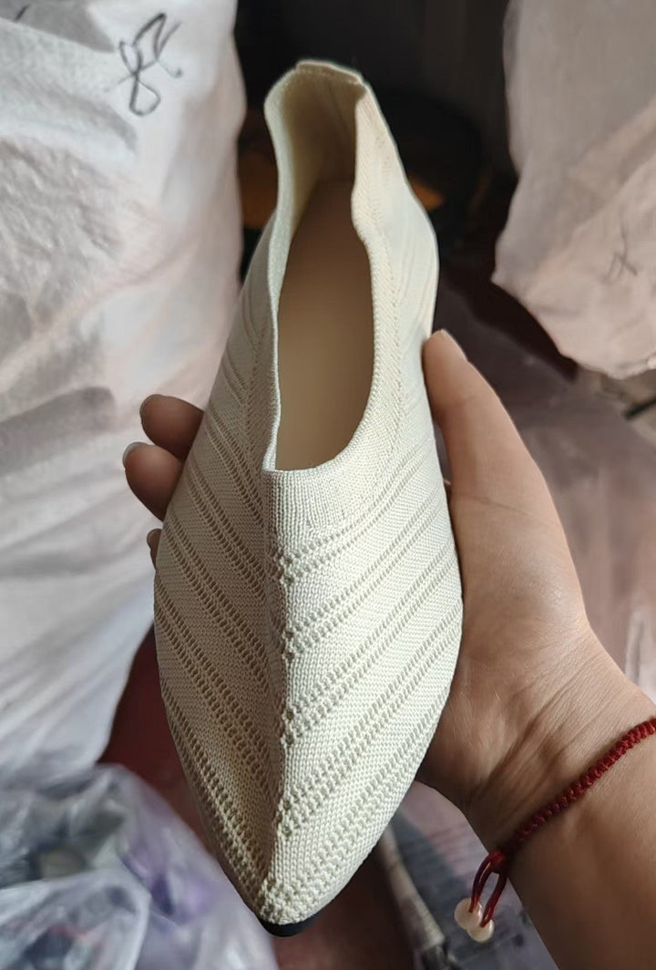 Women Elegant Lace Ballet Flats with Fashionable Knitted Design Lune London