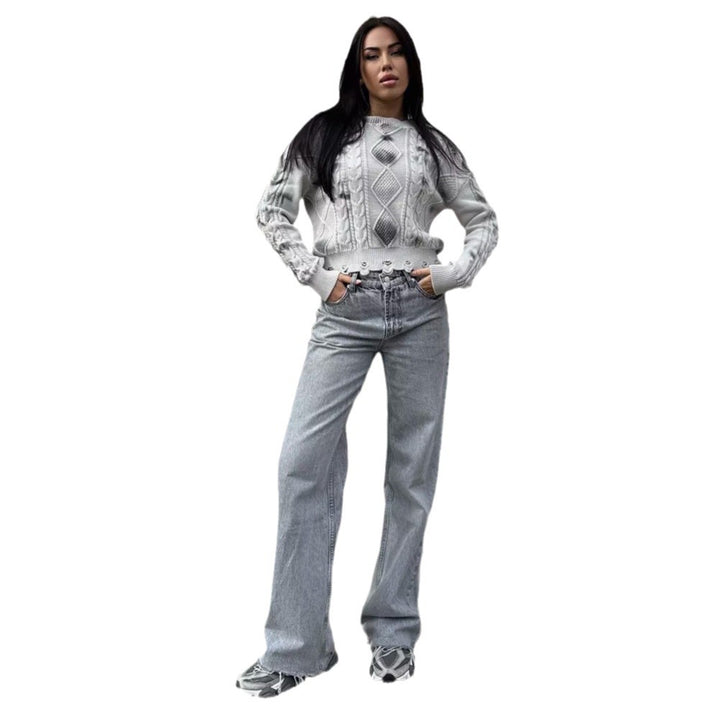 Lune London Ladies Knit Sweater with Graphic Pattern and Relaxed Fit