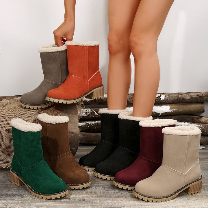 Women's warm booties with lamb fur collar Lune London