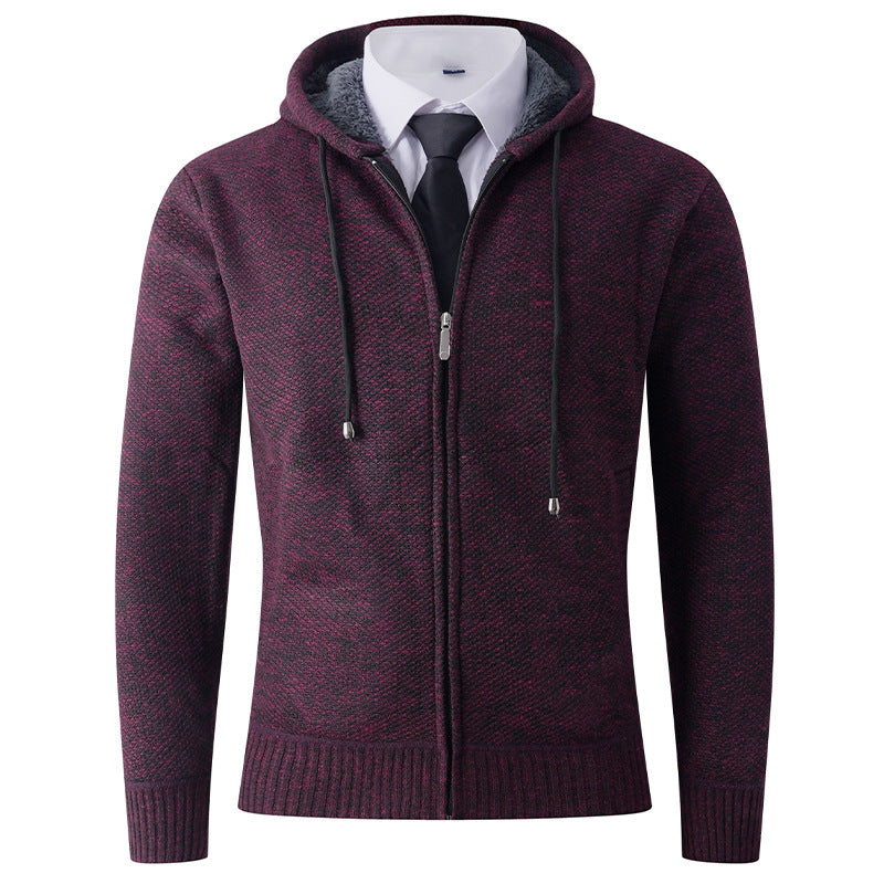 Hooded knit jacket with zipper for men Lune London