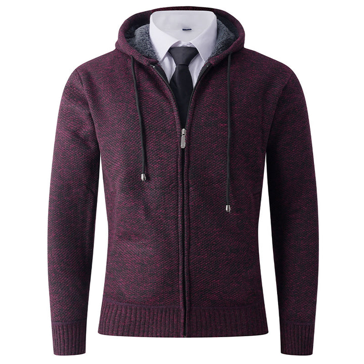 Hooded knit jacket with zipper for men Lune London