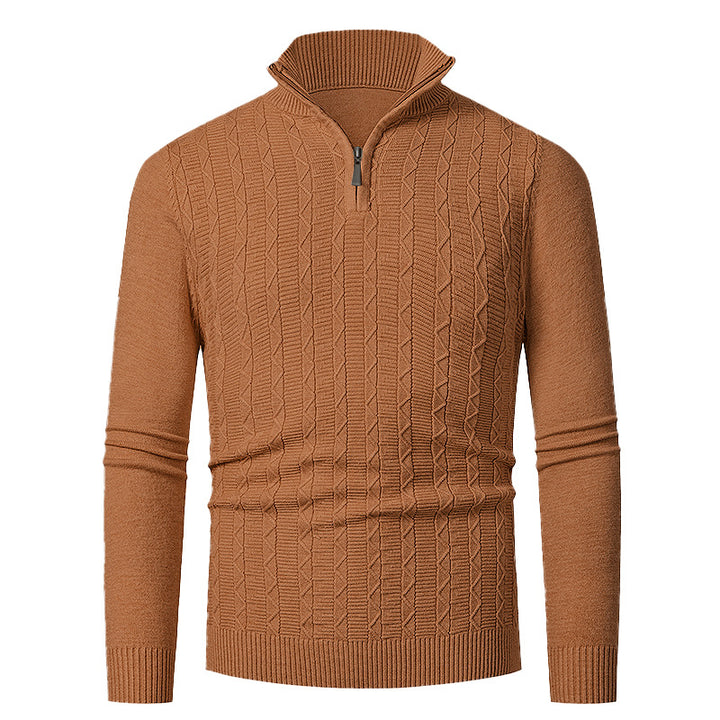 Men's knitted sweater with high collar and lovely cable knit design Lune London