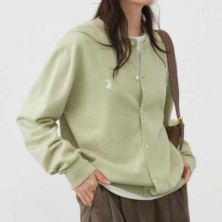 Ladies soft knit jacket with fine button details and a chic and stylish design