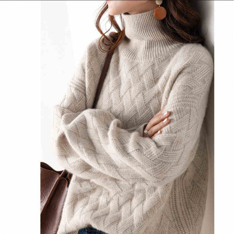 Ladies Chunky Knit Roll Neck Sweater Lune London