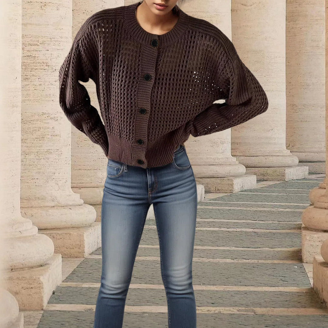 Thick knit jacket for women with an openwork design and a relaxed fit Lune London