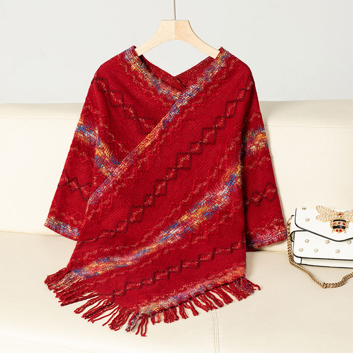 Elegant oversized sweater for women with fringe hem and unique pattern Lune London