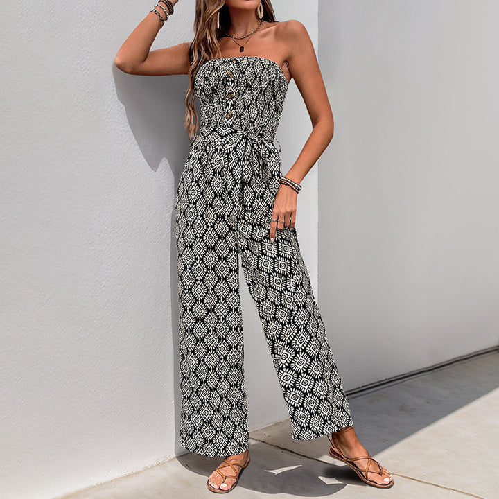 Casual jumpsuit for women with elastic top and trendy pattern Chic und Stil