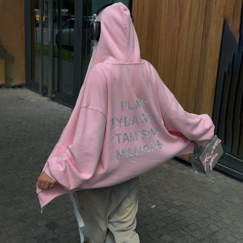 Oversized hoodie for women with sparkling inscription Lune London