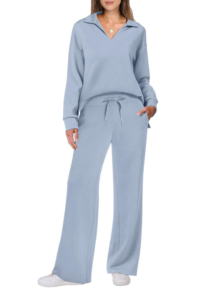 Ladies casual set with large collar and comfortable loose pants Lune London