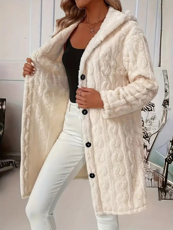 Chic and stylish women's plush hooded coat