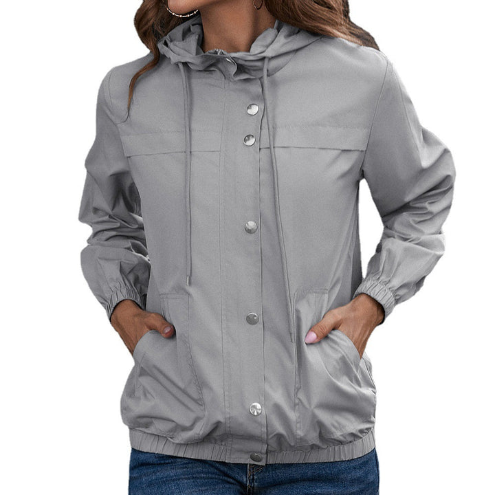 Ladies lightweight transition jacket with trendy hood design and practical pockets Lune London