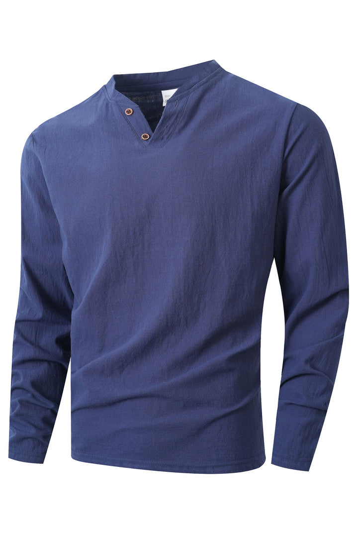 Men's long sleeve shirt with trendy Henley neckline Lune London
