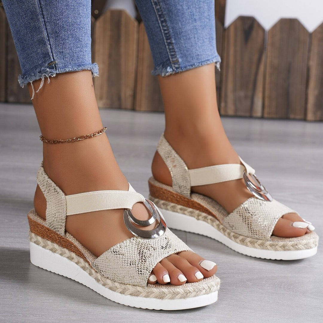 Ladies Decorative Wedge Sandals Lune London