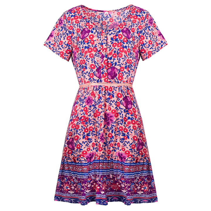 Elegant summer dress for women with floral design and belt waist Lune London