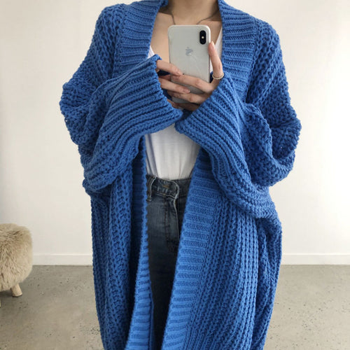Oversized casual knit cardigan for women with open front Lune London