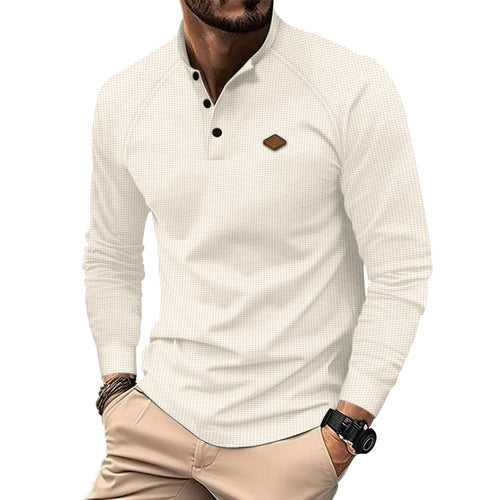 Men's long sleeve Henley shirt with textured surface and trendy button details Lune London