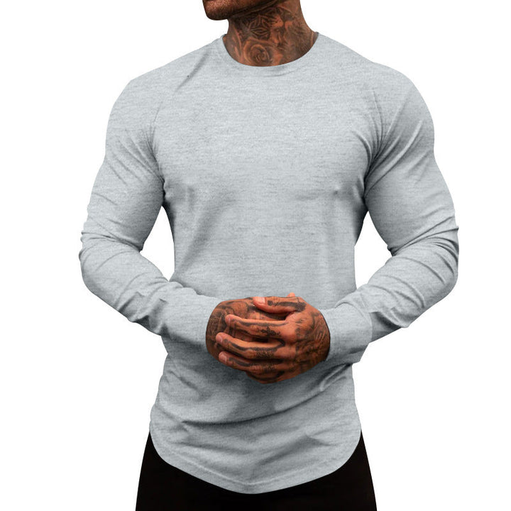 Men's Long-Sleeve Shirt Made Of Soft Stretchy Cotton Blend with Round Neckline Lune London
