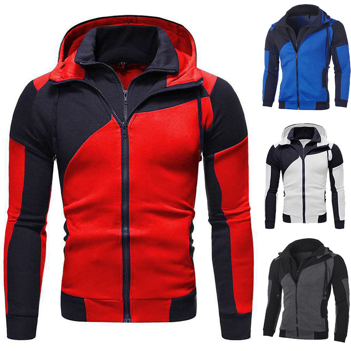 Men's sports jacket with an innovative patchwork design and hood Lune London