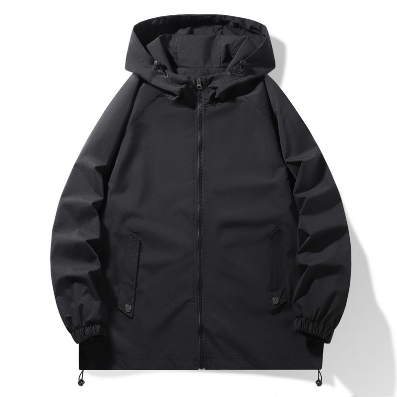 Functional men's jacket with adjustable hood collar and elastic sleeve cuffs Lune London