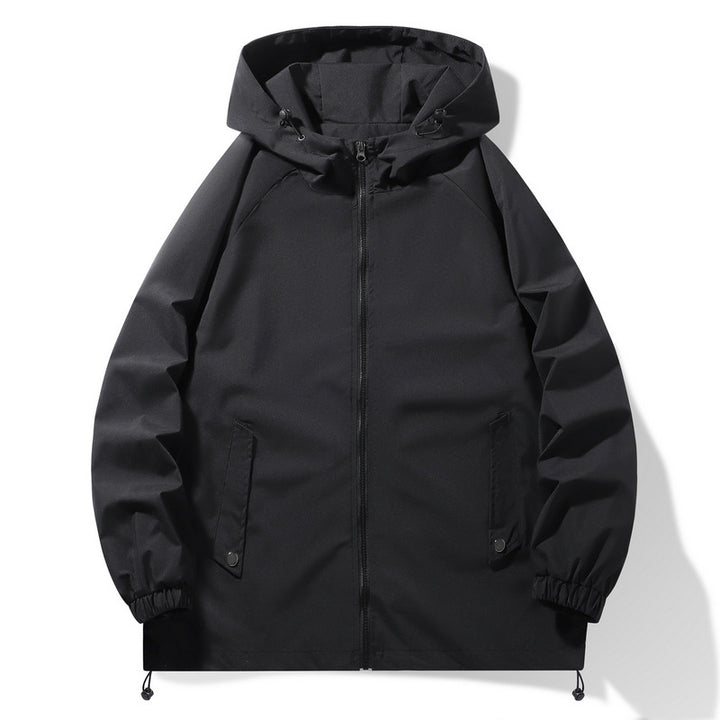 Functional men's jacket with adjustable hood collar and elastic sleeve cuffs Lune London