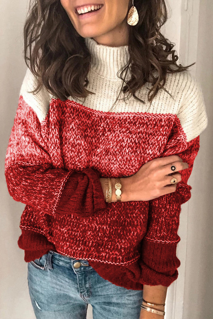 Pull femme en design moderne à structure avec col haut Lune London