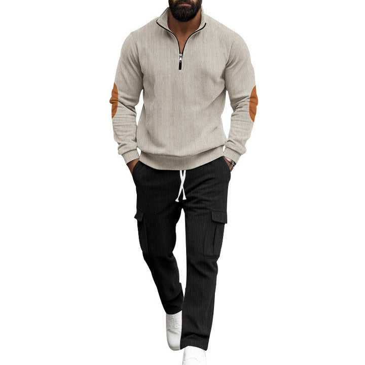 Fashionable men's leisure suit with structured tops and practical cargo pants Lune London