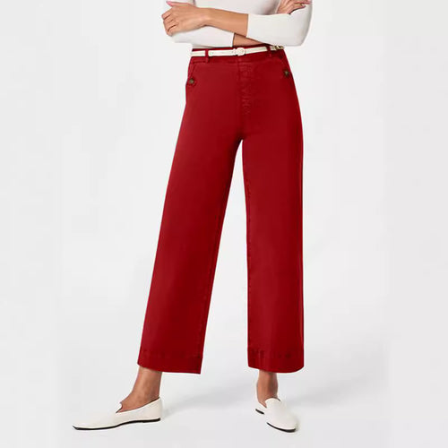 Women's Wide High-Waist Pants with Fashionable Button Details Lune London