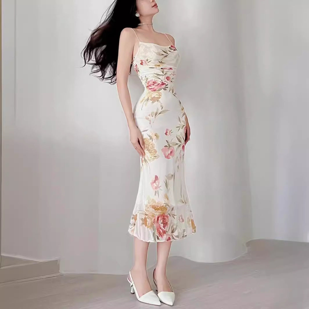 Chic and Stylish Women's Midi Floral Dress with Ruching