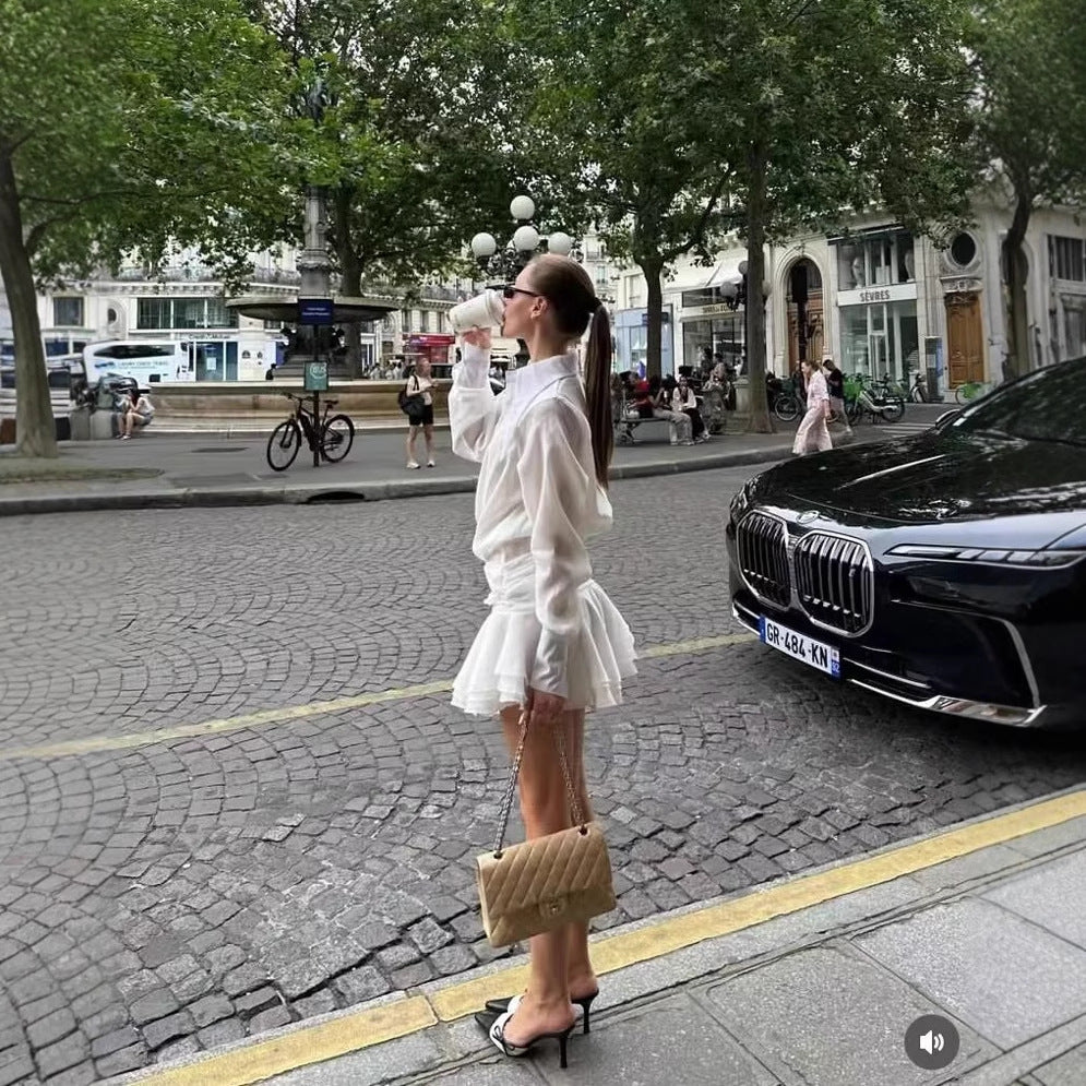 Blouse dresses for women with an elegant ruffle detail Lune London