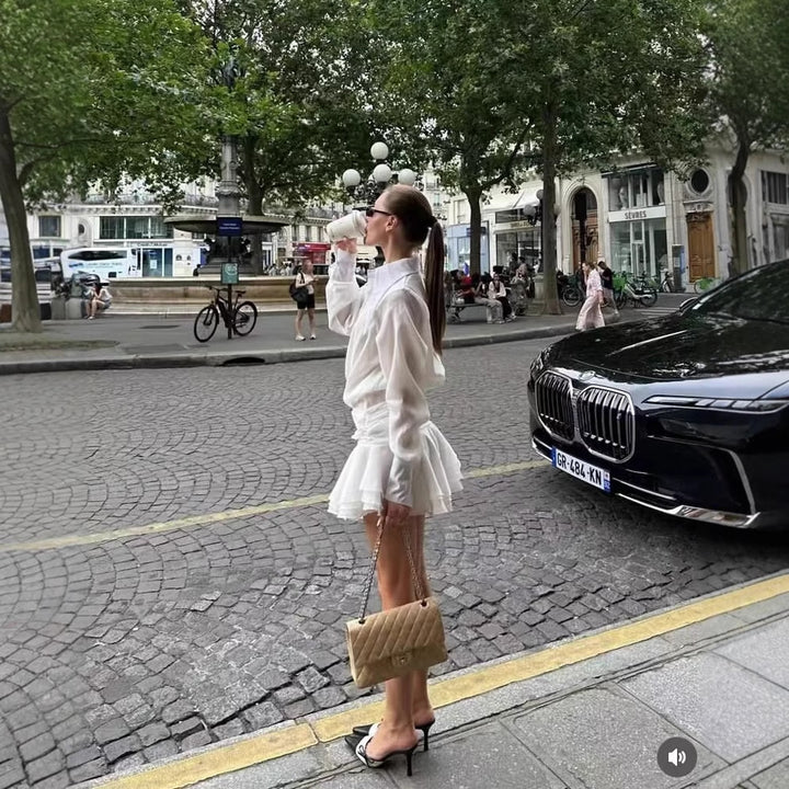 Blouse dresses for women with an elegant ruffle detail Lune London