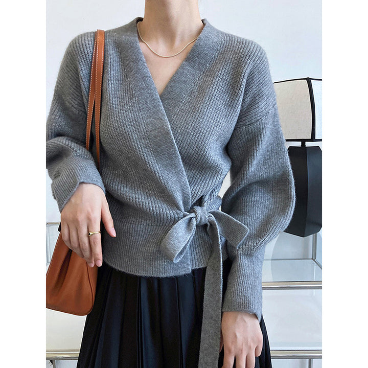 Pull ample pour femmes avec manches larges et ceinture à la taille Chic & Stil