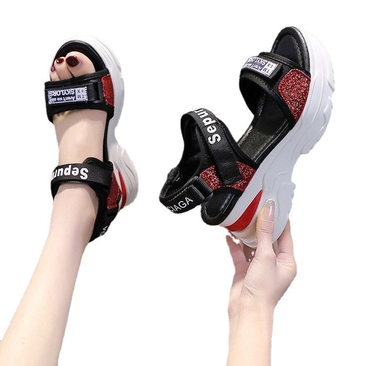 Chic and Stylish Women's Sport Sandals with Glitter Strap Design