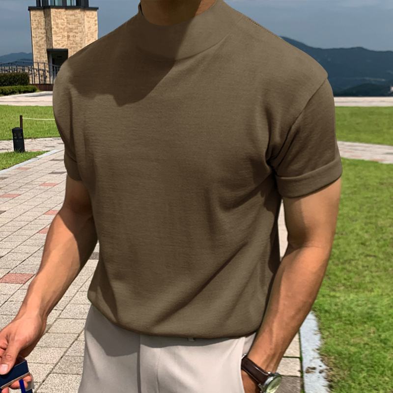Modern men's short sleeve t-shirt with high collar and high quality material Lune London