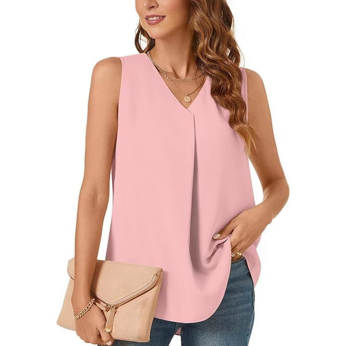 Women V-Neck Pleated Casual Top Lune London