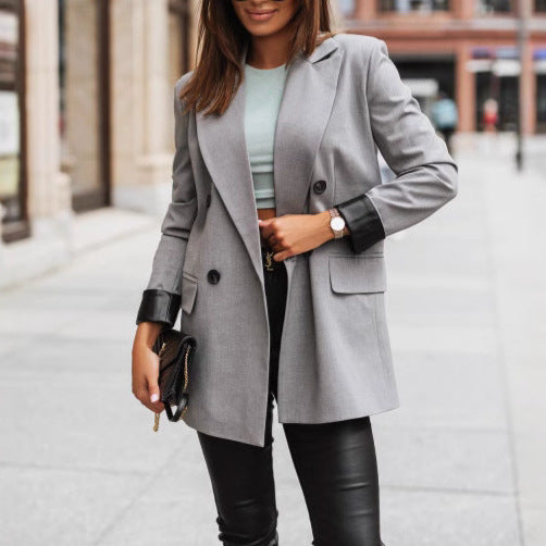 Elegant women's jacket with loose fit and animal print on the sleeves Lune London