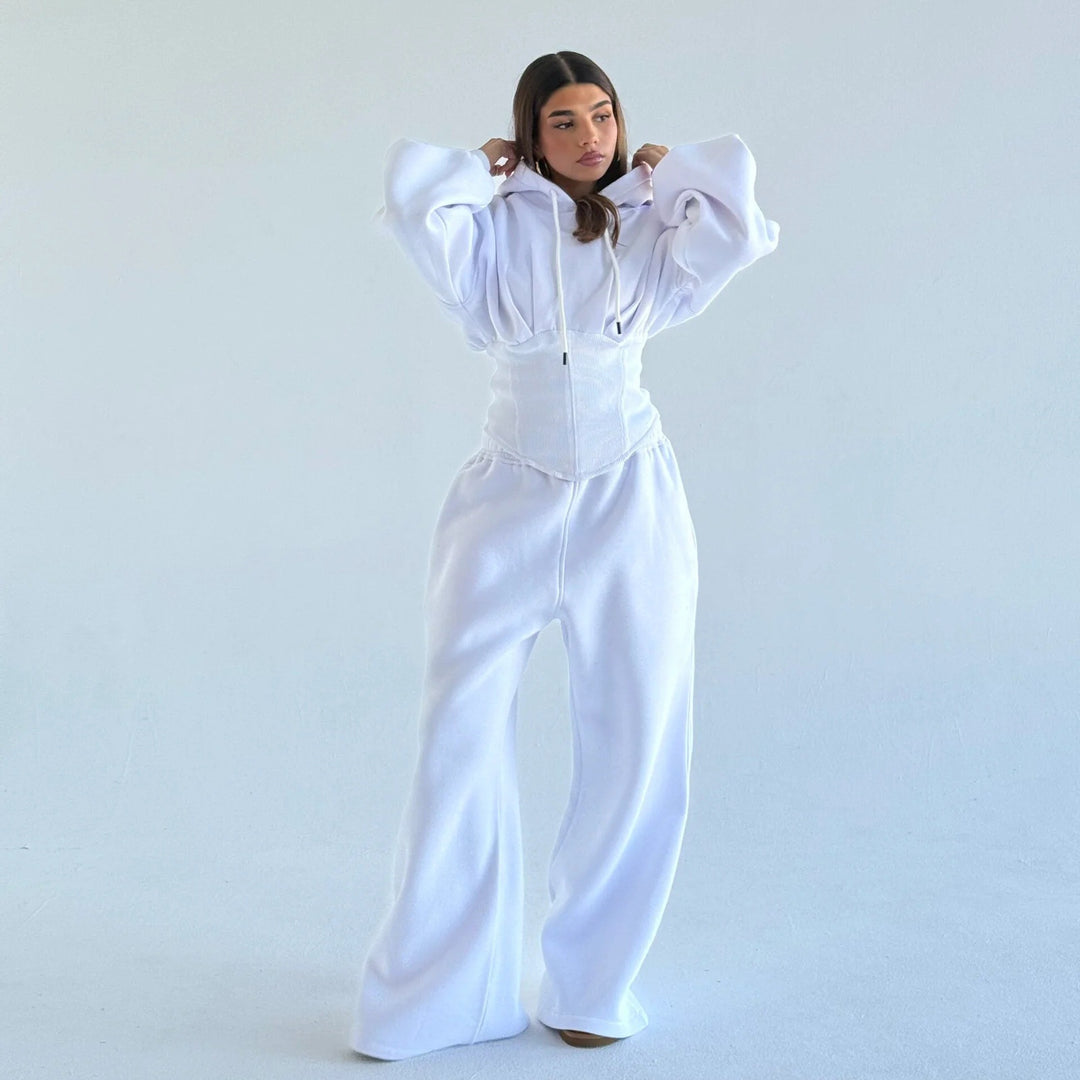 Women's casual oversized hoodie with flattering fit and wide waistband Lune London