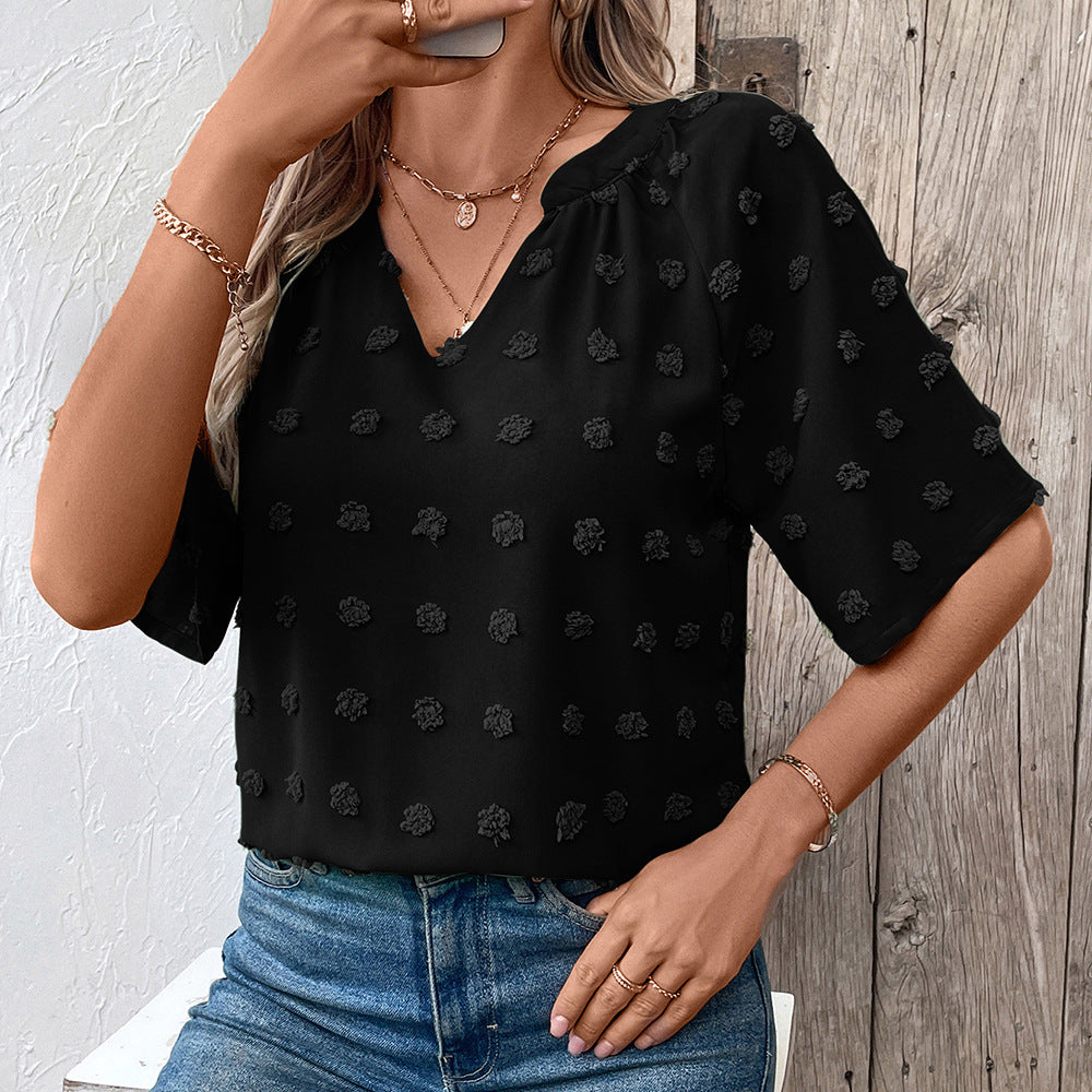 Ladies elegant top with structured floral pattern Lune London